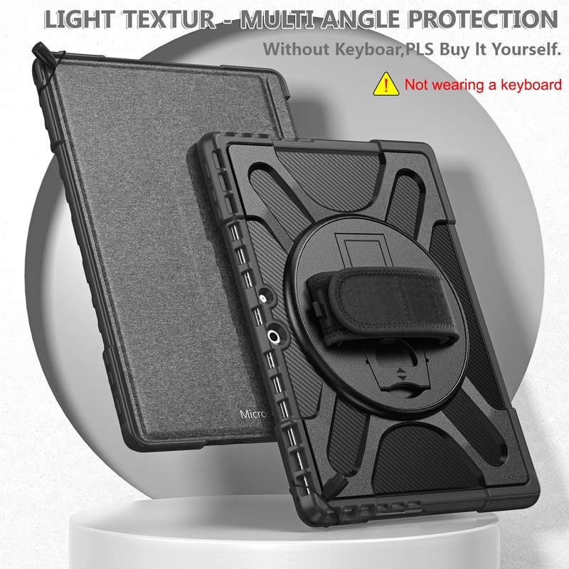 For MicroSoft Surface Pro 9 / 10 / 11 Rotatable Kickstand Grip Shockproof Tablet Case(Black)
