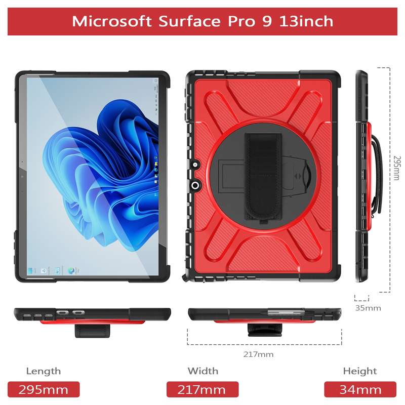 For MicroSoft Surface Pro 9 / 10 / 11 Rotatable Kickstand Grip Shockproof Tablet Case(Black)