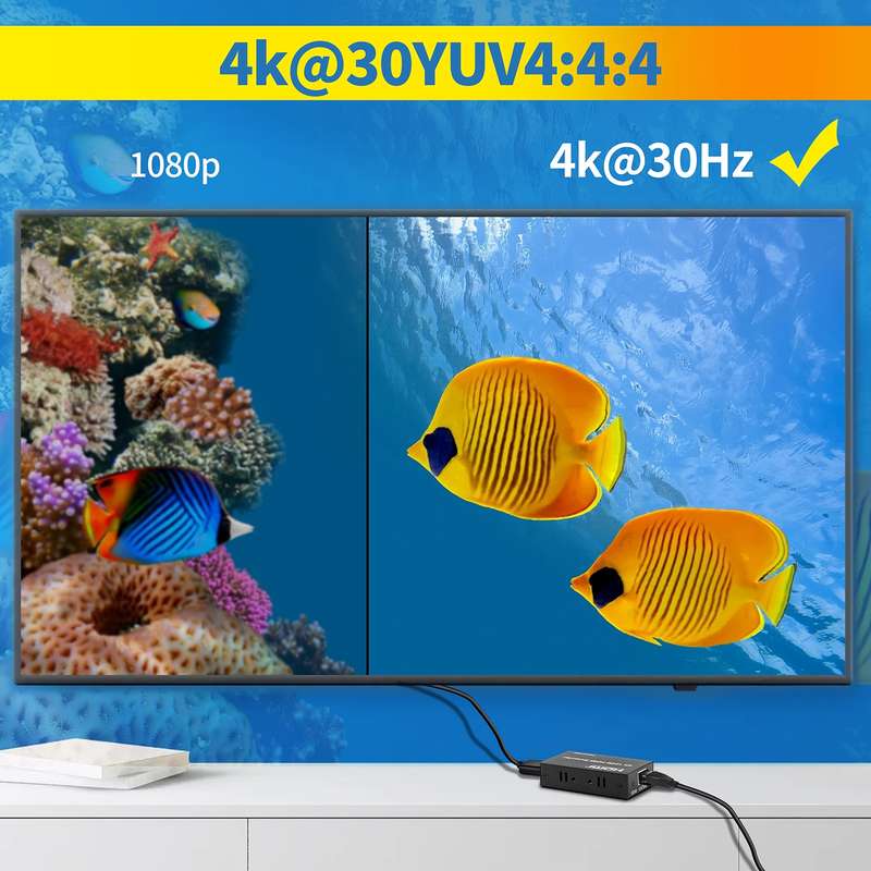 4K HDMI to RJ45 Network Extender, Transmission Distance: 120m(EU Plug)
