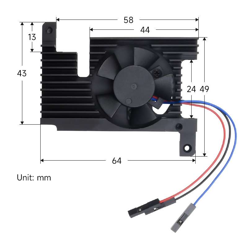 Waveshare Dedicated All-In-One Aluminum Alloy Cooling Fan For Raspberry Pi 4B