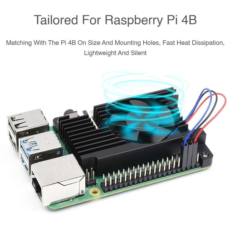 Waveshare Dedicated All-In-One Aluminum Alloy Cooling Fan For Raspberry Pi 4B