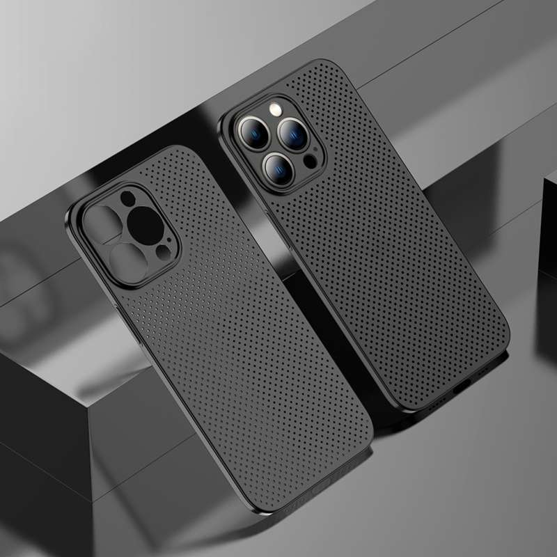 For iPhone 14 Pro Honeycomb Hollow Heat Dissipation Phone Case(Grey)