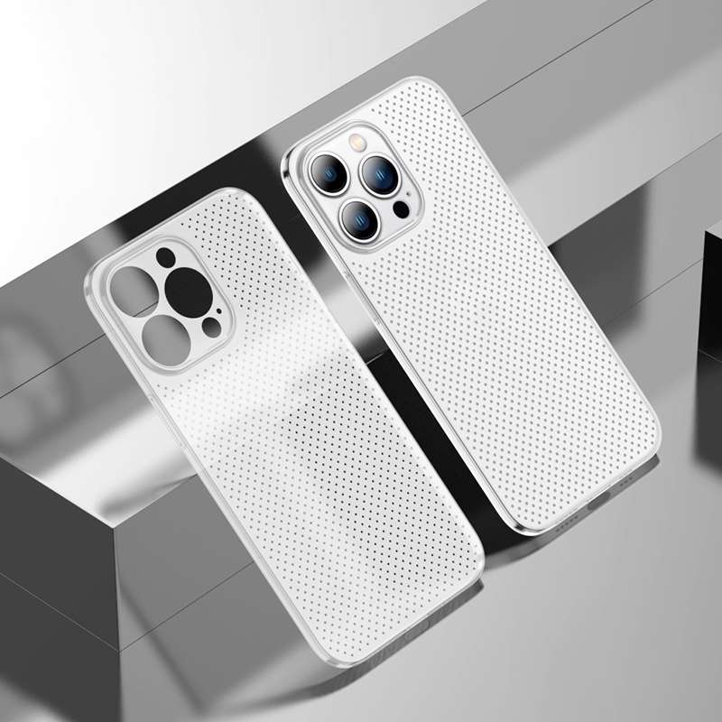 For iPhone 14 Pro Honeycomb Hollow Heat Dissipation Phone Case(Grey)