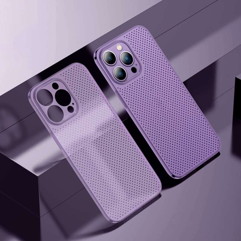 For iPhone 14 Pro Honeycomb Hollow Heat Dissipation Phone Case(Grey)