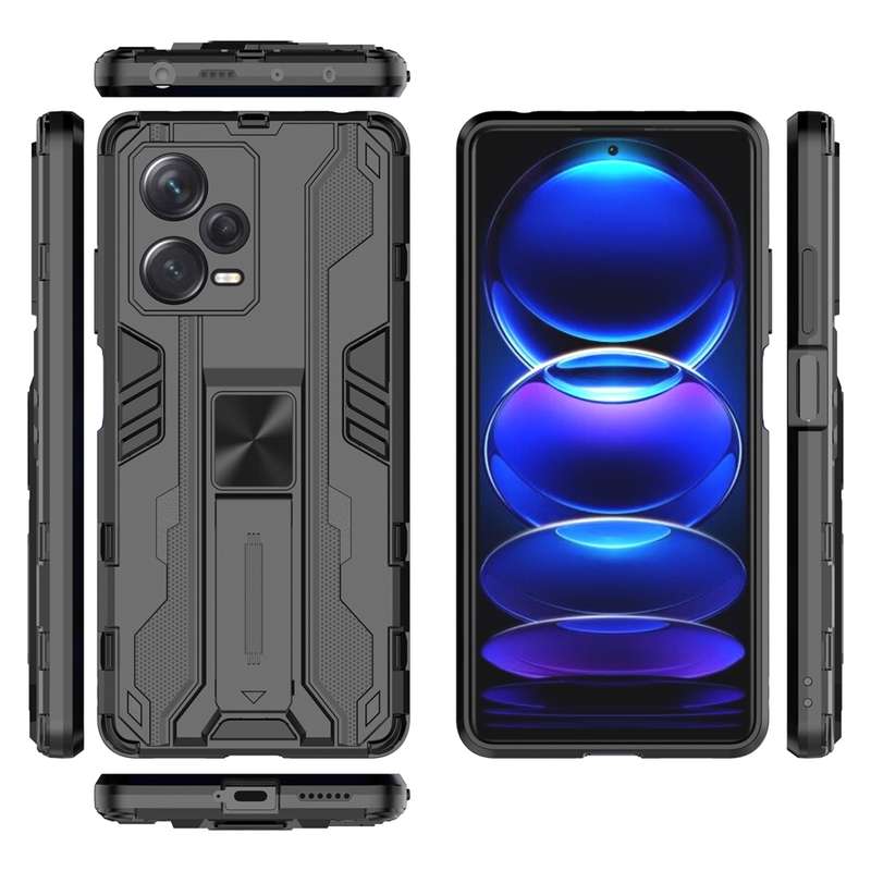 For Xiaomi Redmi Note 12 Pro+ China Supersonic PC + TPU Shock-proof Protective Case with Holder(Blac