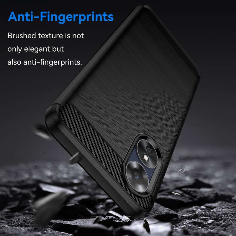 For OPPO A17k Brushed Texture Carbon Fiber TPU Phone Case(Black)