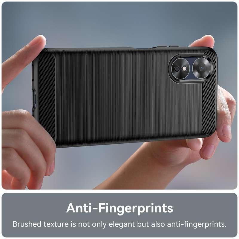 For OPPO A17k Brushed Texture Carbon Fiber TPU Phone Case(Black)
