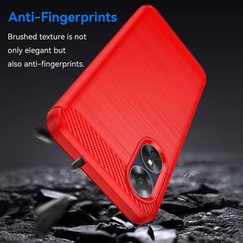 For OPPO A17k Brushed Texture Carbon Fiber TPU Phone Case(Black)