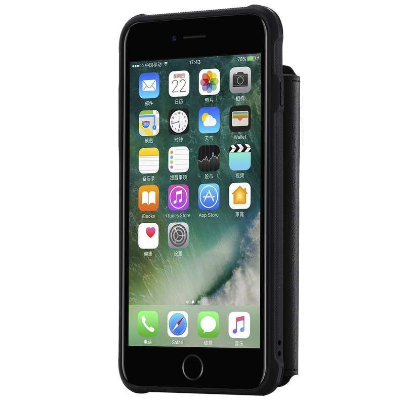 For iPhone 7 Plus / 8 Plus Zipper Shockproof Protective Case with Card Slots & Bracket & Photo Holde