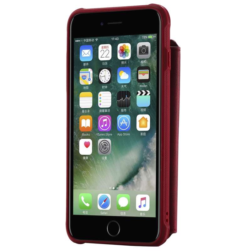 For iPhone 7 Plus / 8 Plus Zipper Shockproof Protective Case with Card Slots & Bracket & Photo Holde