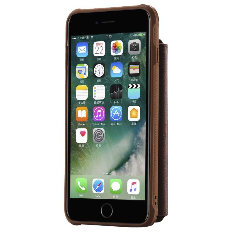 For iPhone 7 Plus / 8 Plus Zipper Shockproof Protective Case with Card Slots & Bracket & Photo Holde