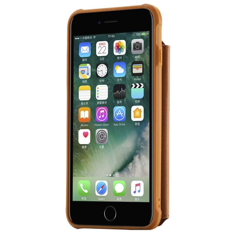 For iPhone 7 Plus / 8 Plus Zipper Shockproof Protective Case with Card Slots & Bracket & Photo Holde