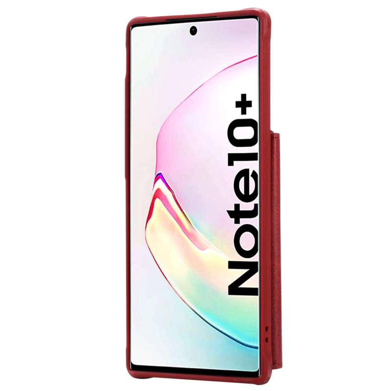 For Galaxy Note 10 Plus Zipper Shockproof Protective Case with Card Slots & Bracket & Photo Holder &