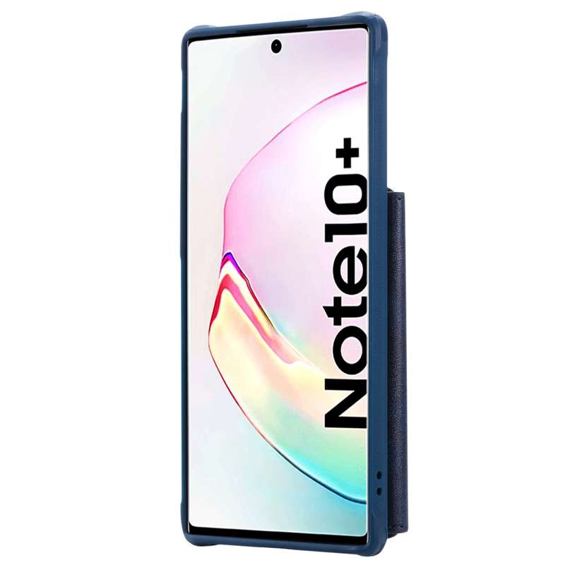For Galaxy Note 10 Plus Zipper Shockproof Protective Case with Card Slots & Bracket & Photo Holder &