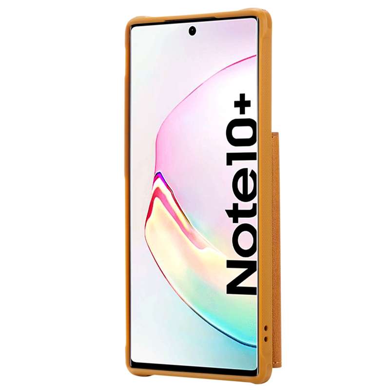 For Galaxy Note 10 Plus Zipper Shockproof Protective Case with Card Slots & Bracket & Photo Holder &