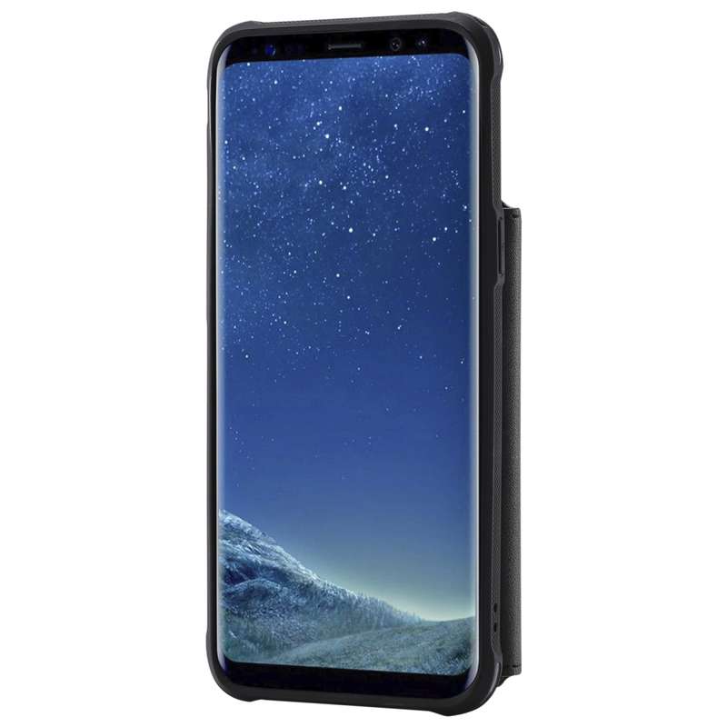 For Galaxy S8 Plus Zipper Shockproof Protective Case with Card Slots & Bracket & Photo Holder & Wall