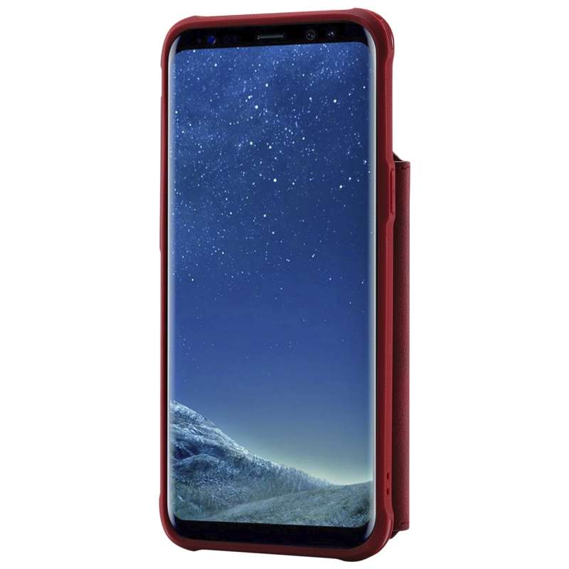 For Galaxy S8 Plus Zipper Shockproof Protective Case with Card Slots & Bracket & Photo Holder & Wall
