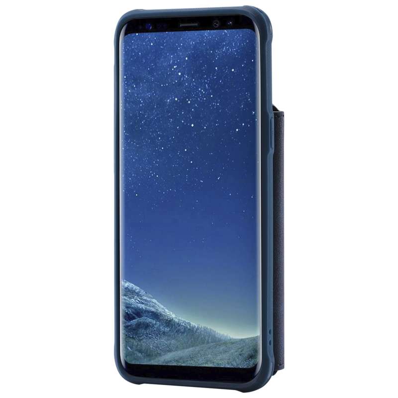 For Galaxy S8 Plus Zipper Shockproof Protective Case with Card Slots & Bracket & Photo Holder & Wall