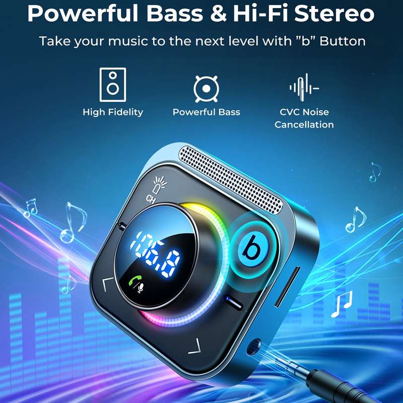 JOYROOM JR-CL18 Multi-port Car Wireless FM Transmitter with Coiled Cable(Silver)