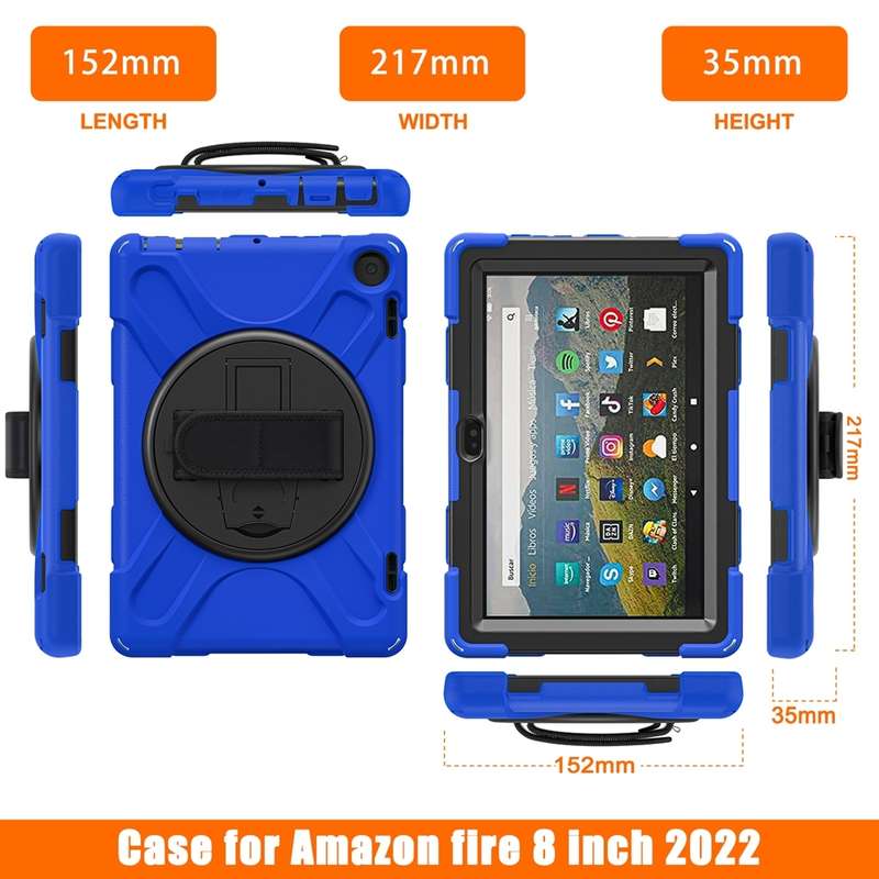 For Amazon Fire HD 8 2022 Hard PC Soft Silicone Full Body Protective Tablet Case(Black)