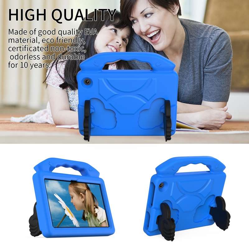 For Amazon Kindle Fire 7 2022 Children EVA Shockproof Tablet Case with Thumb Bracket(Green)
