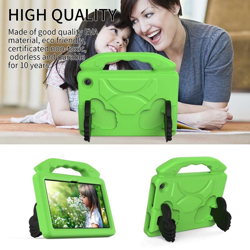 For Amazon Kindle Fire 7 2022 Children EVA Shockproof Tablet Case with Thumb Bracket(Green)