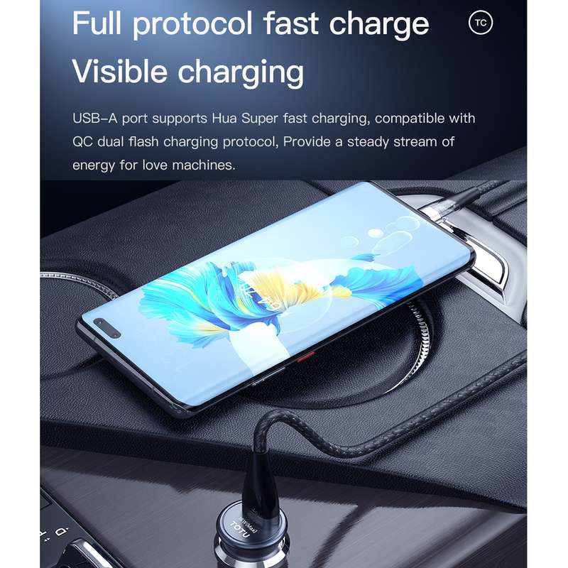 TOTUDESIGN 30W Car Fast Charging, Interface:USB-C / Type-C + USB-C / Type-C