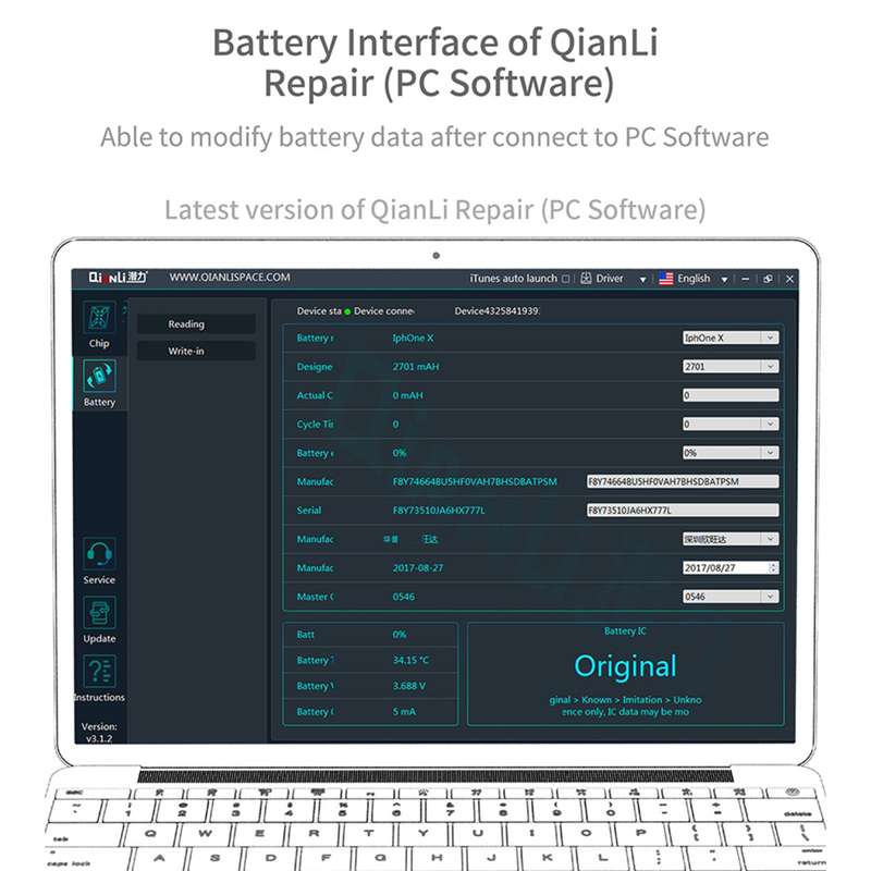 For iPhone 6 - 13 Pro Max Qianli iCopy Plus 2.2 Repair Detection Programmer, Model:Battery Module