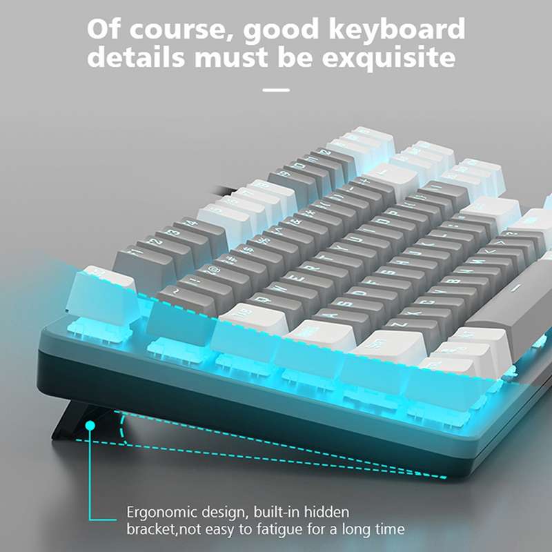 AULA F3287 Wired Color Matching Single Mode 87 Keys Mechanical Keyboard,Green Shaft(White)