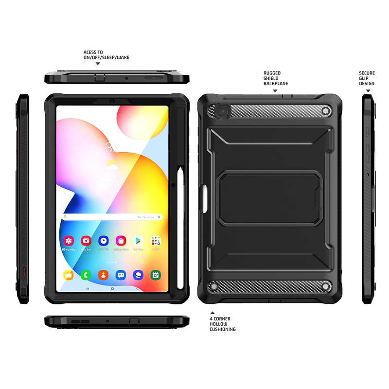 For Samsung Galaxy Tab S6 Lite Explorer PC + TPU Tablet Protective Case with Pen Slot(Black)