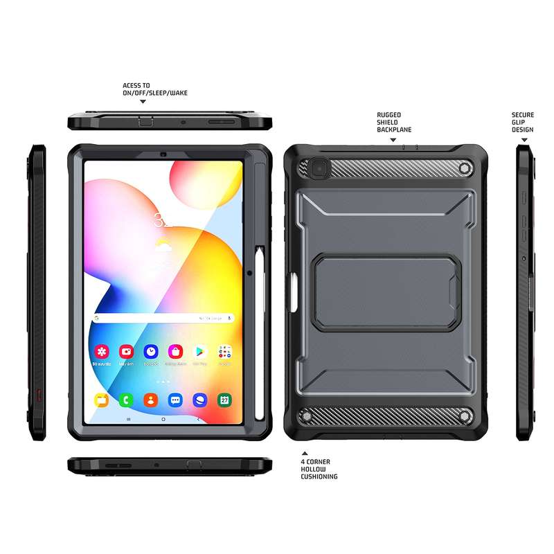 For Samsung Galaxy Tab S6 Lite Explorer PC + TPU Tablet Protective Case with Pen Slot(Black)