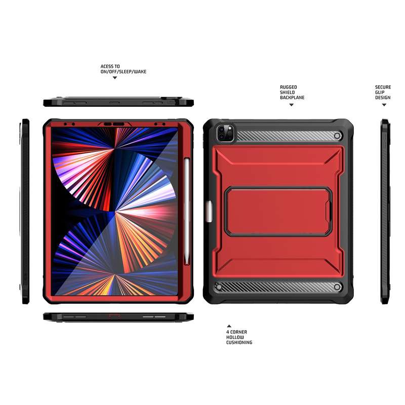 For iPad Pro 12.9 2021/2020/2018 Explorer PC + TPU Tablet Protective Case with Pen Slot(Red)