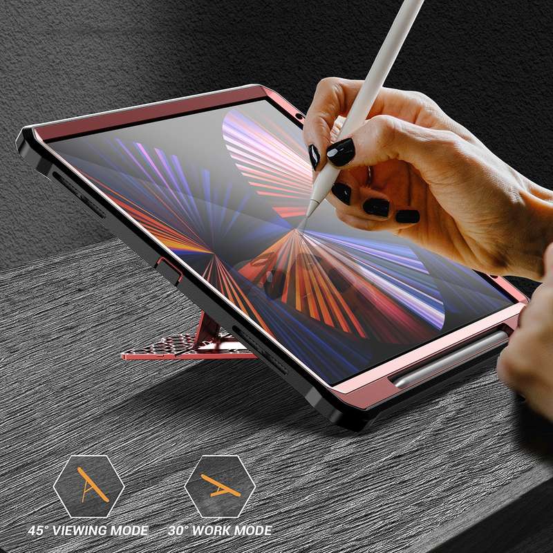 For iPad Pro 12.9 2021/2020/2018 Explorer PC + TPU Tablet Protective Case with Pen Slot(Red)