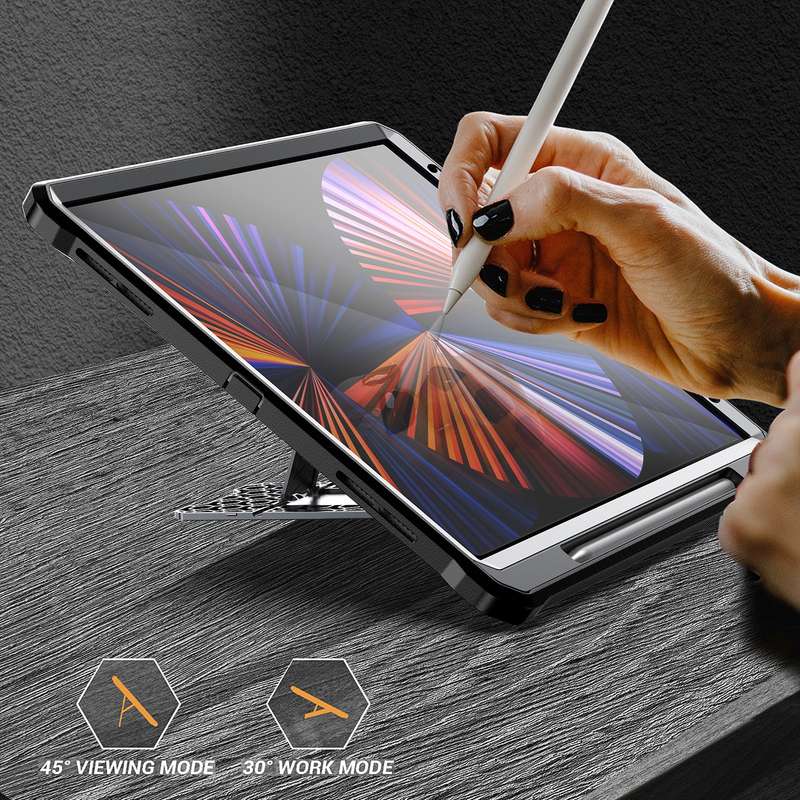 For iPad Pro 12.9 2021/2020/2018 Explorer PC + TPU Tablet Protective Case with Pen Slot(Grey)