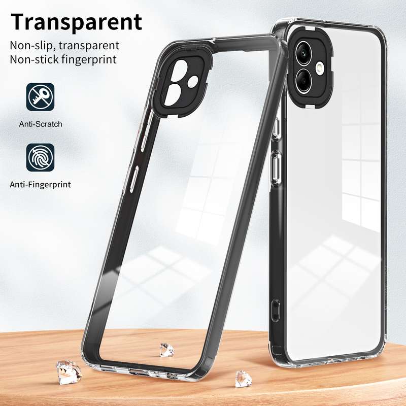 For Samsung Galaxy A04 Clear TPU Color PC Frame Phone Case(Purple)