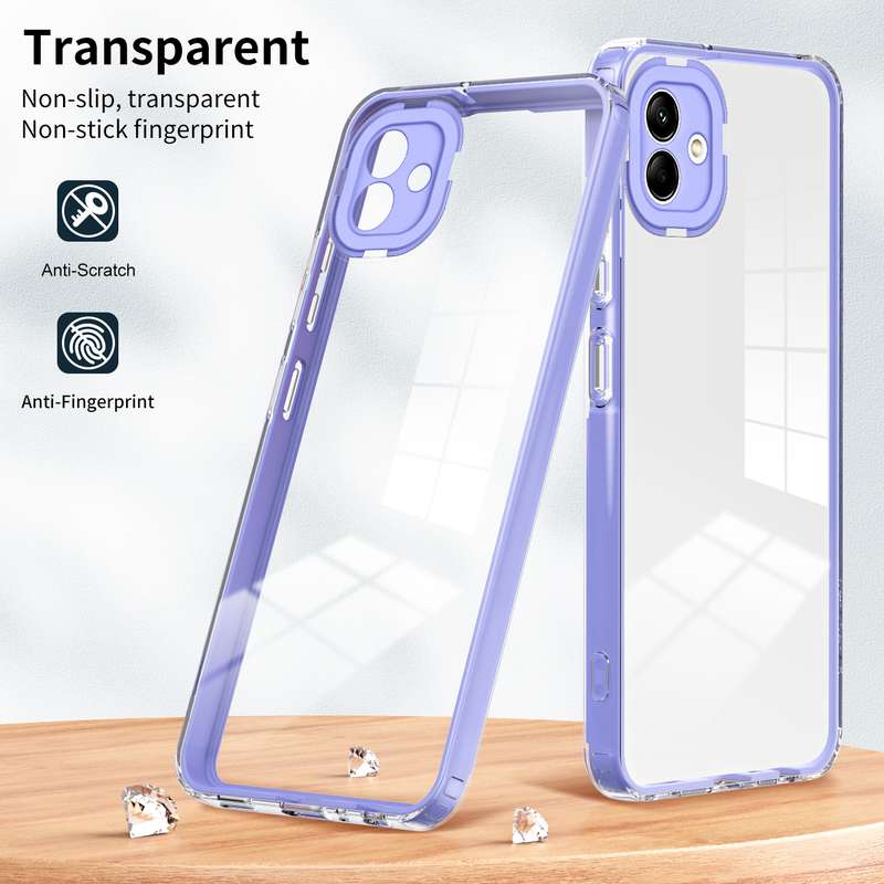 For Samsung Galaxy A04 Clear TPU Color PC Frame Phone Case(Purple)