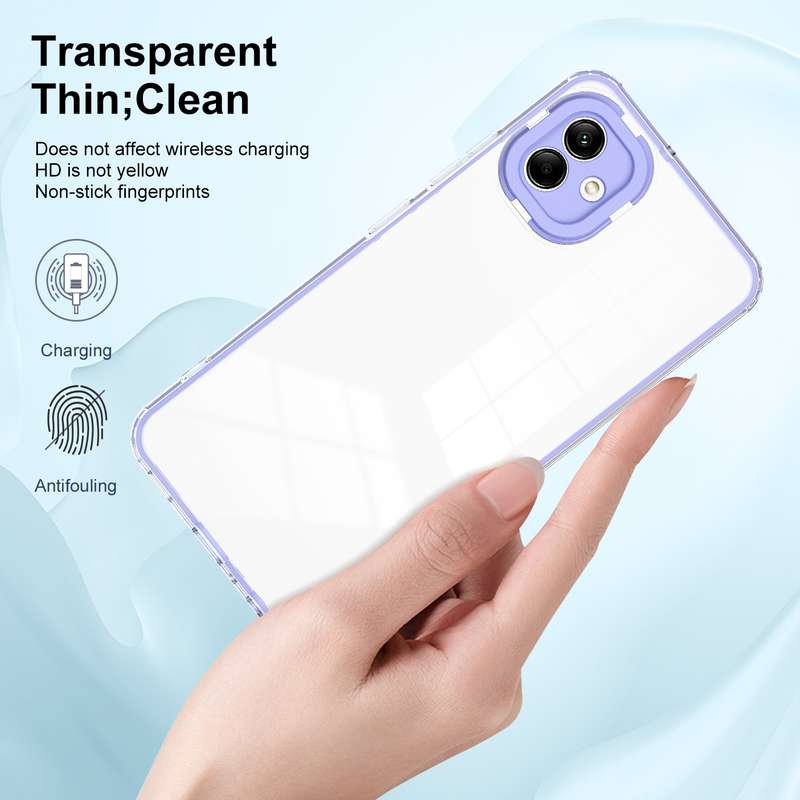 For Samsung Galaxy A04 Clear TPU Color PC Frame Phone Case(Purple)