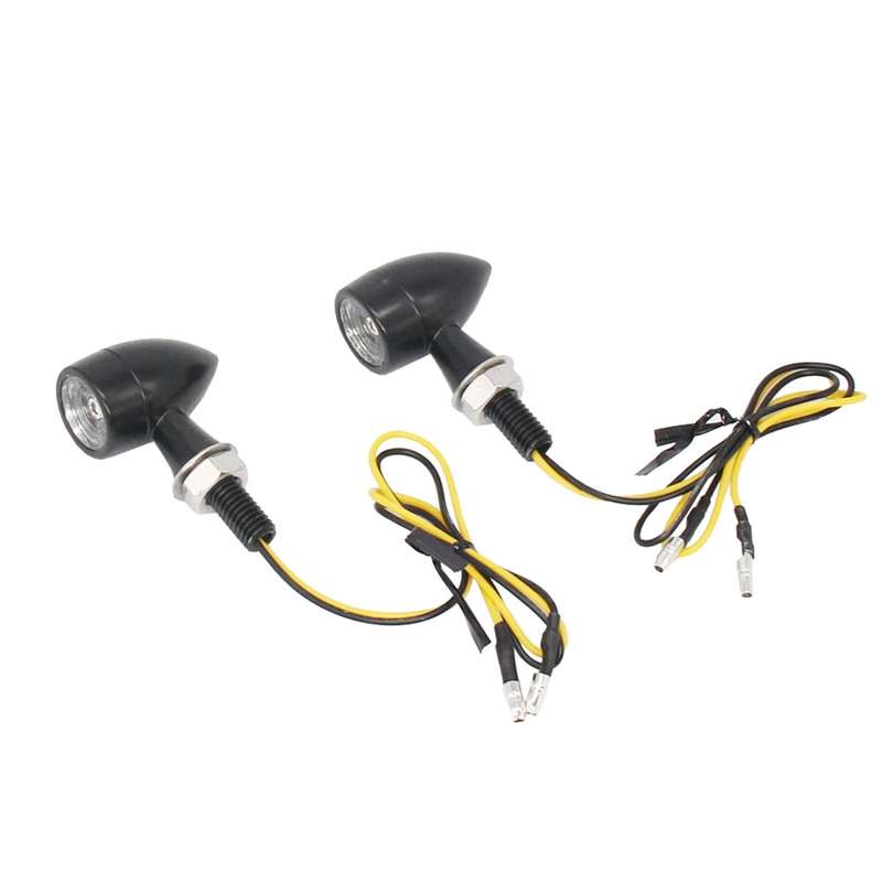 For Kawasaki / Suzuki / Yamaha / Honda T-S002 1 Pair Motorcycle LED Mini Turn Signal Metal Retro Sig