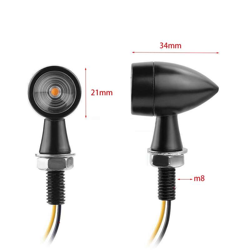 For Kawasaki / Suzuki / Yamaha / Honda T-S002 1 Pair Motorcycle LED Mini Turn Signal Metal Retro Sig