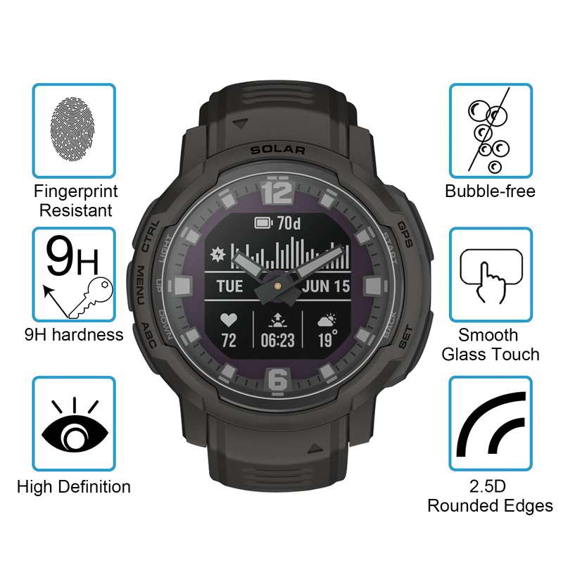 For Garmin Instinct Crossover Smart Watch Tempered Glass Film Screen Protector