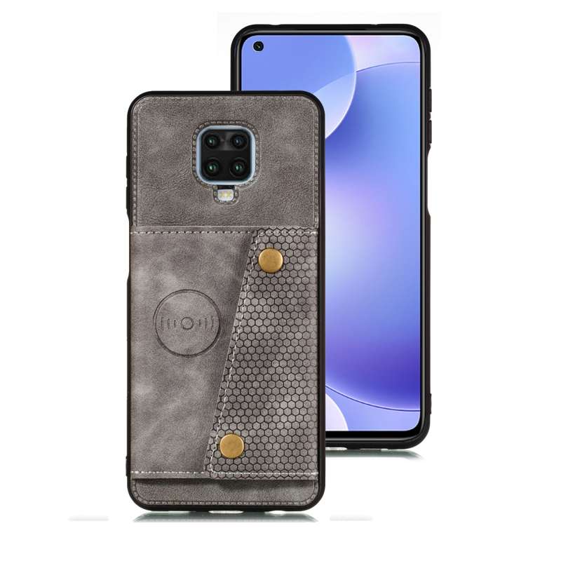 For Xiaomi Redmi Note 9 Pro PU + TPU Shockproof Magnetic Protective Case with Card Slots(Brown)