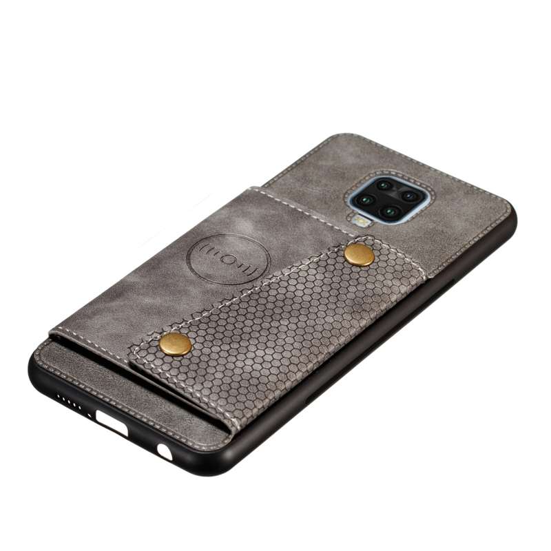 For Xiaomi Redmi Note 9 Pro PU + TPU Shockproof Magnetic Protective Case with Card Slots(Brown)