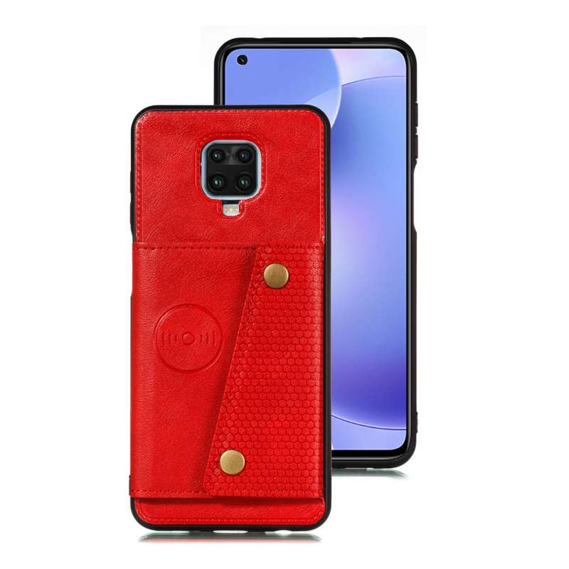For Xiaomi Redmi Note 9 Pro PU + TPU Shockproof Magnetic Protective Case with Card Slots(Brown)