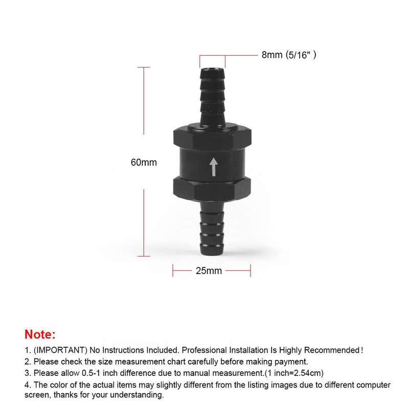 8mm Car Aluminium Alloy Fuel Petrol One Way Non Return Check Valve