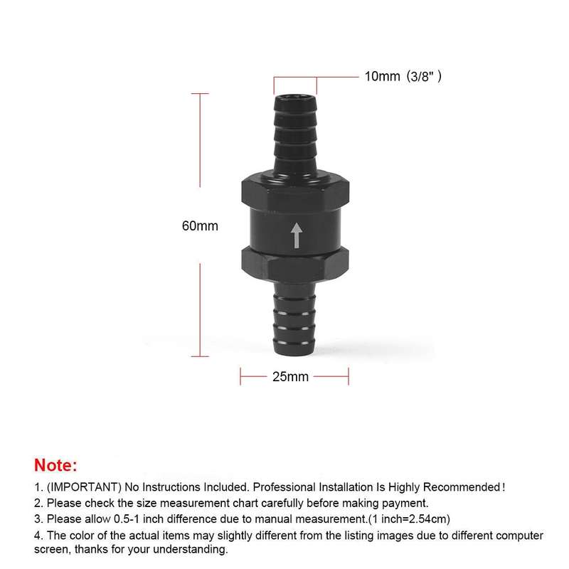 10mm Car Aluminium Alloy Fuel Petrol One Way Non Return Check Valve