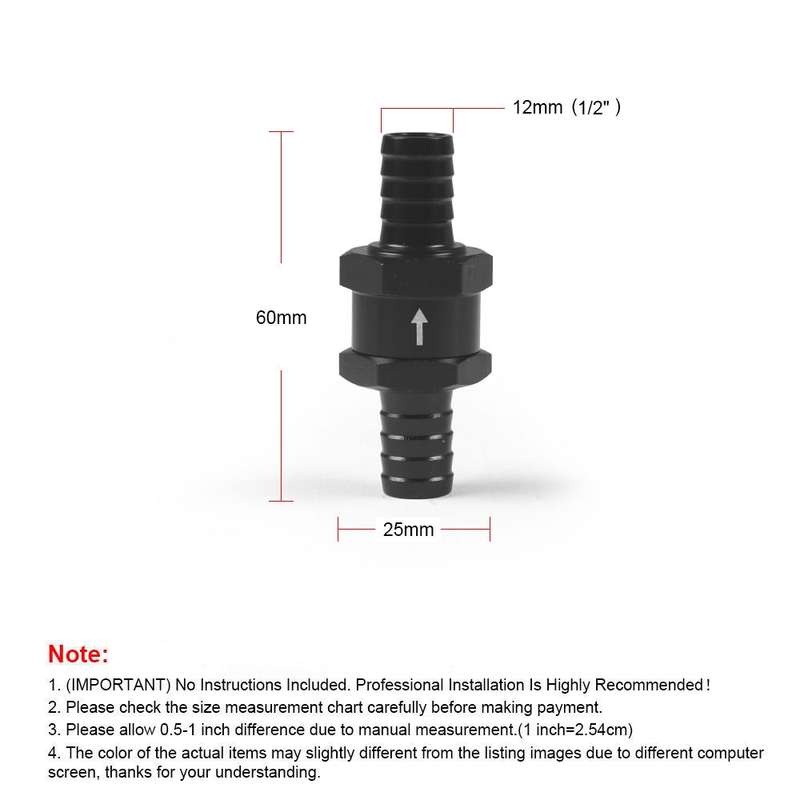 12mm Car Aluminium Alloy Fuel Petrol One Way Non Return Check Valve
