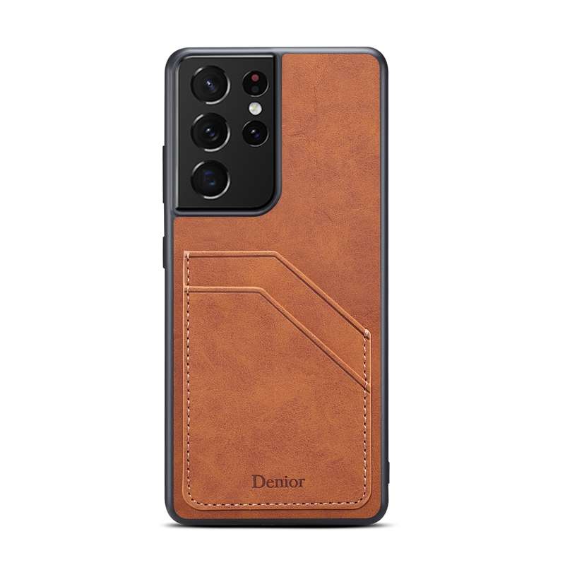 For Samsung Galaxy S23 Ultra 5G Denior PU Dual Card Slot Phone Case(Grey)