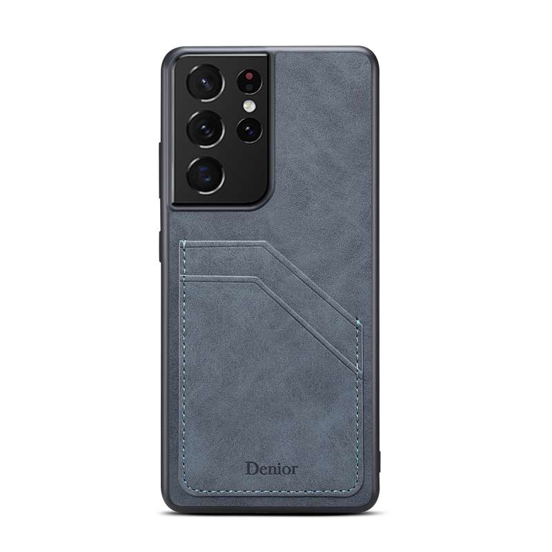 For Samsung Galaxy S23 Ultra 5G Denior PU Dual Card Slot Phone Case(Grey)