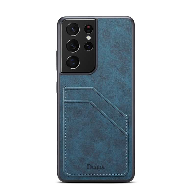 For Samsung Galaxy S23 Ultra 5G Denior PU Dual Card Slot Phone Case(Grey)