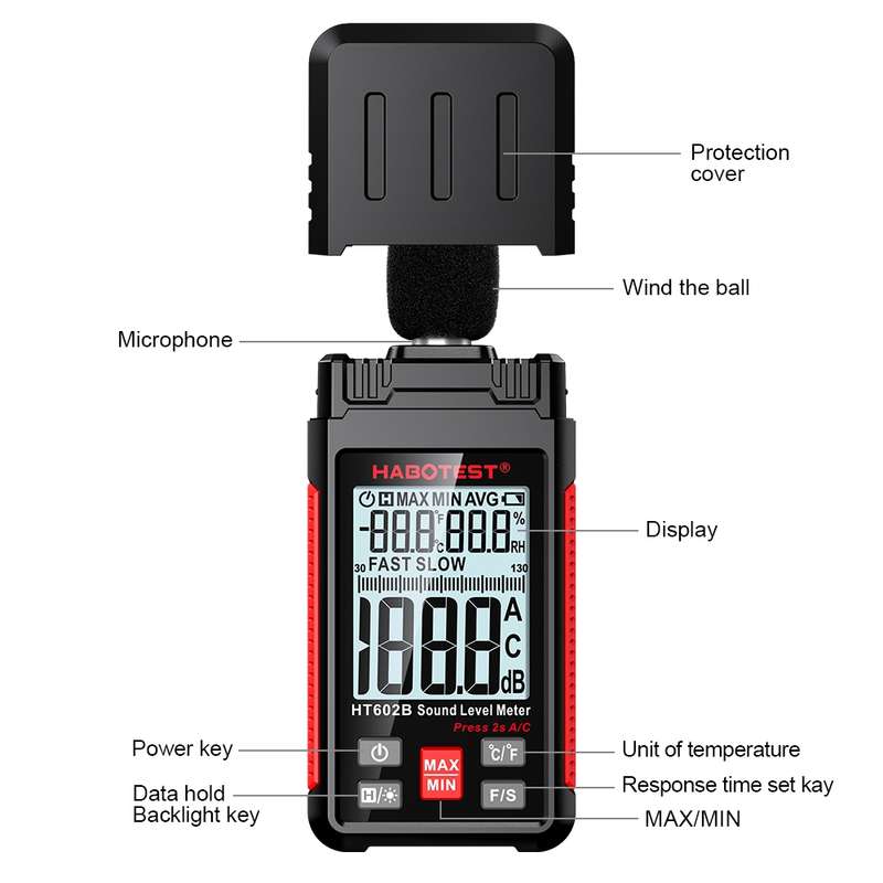 HABOTEST HT602B Multifunctional Digital Display Noise Decibel Tester